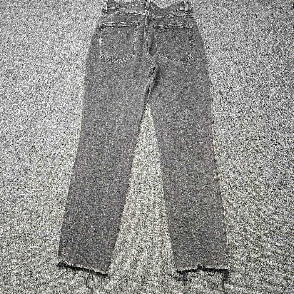 H&M Women’s Jeans 8 Black High Waist Straight Leg Frayed Hem Ankle Denim